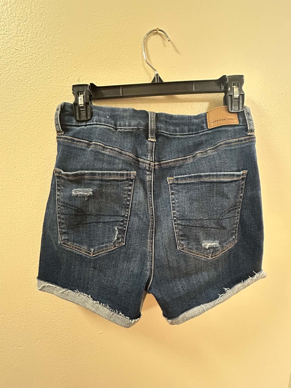 American Eagle Outfitters Distressed Dark Wash Denim Shorts - Picture 2 of 6
